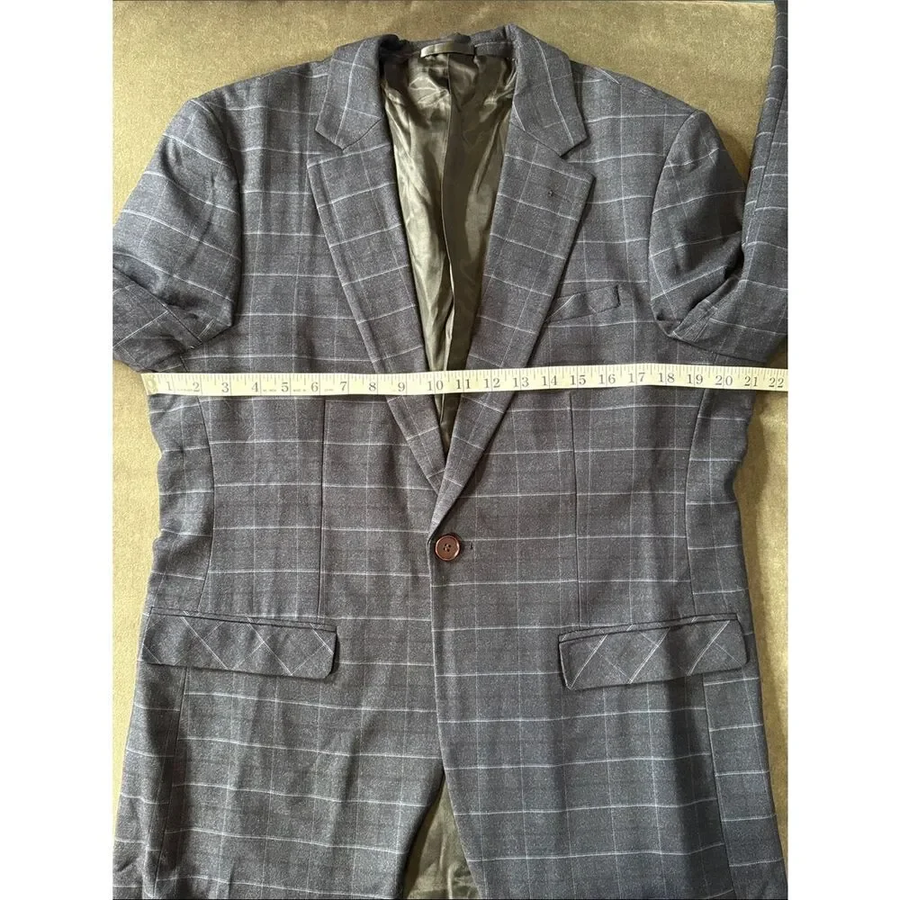 Men’s Mogu Plaid 3 Piece Suit Jacket 40 Pants 38 NWOT